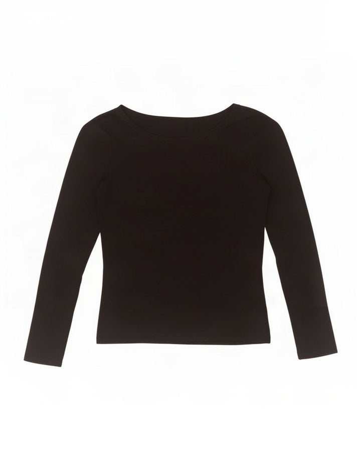 Zara Womens Crop Top Manga Longa Reino Unido 12 Médio Preto Rayon