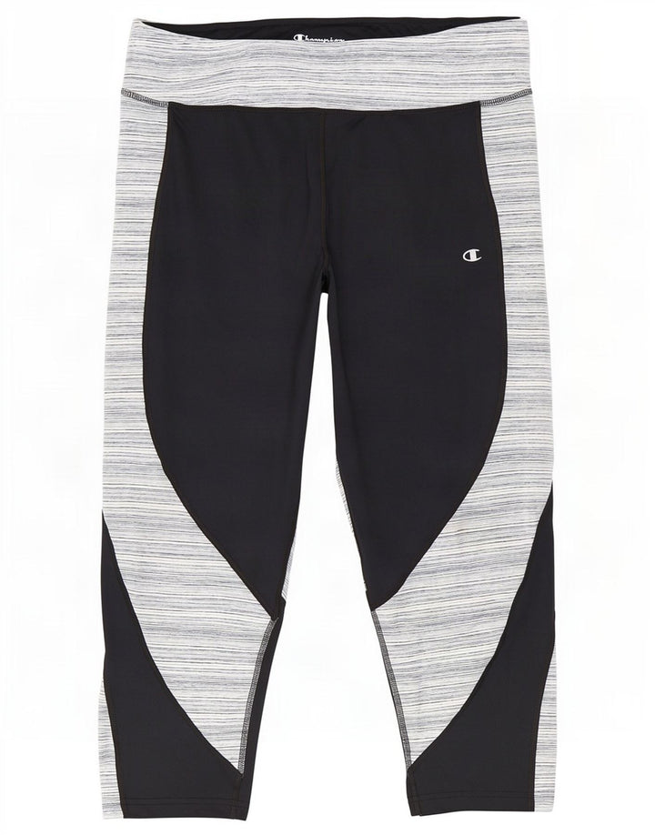 Leggings capri femininas Champion UK 20 2XL poliéster listrado preto