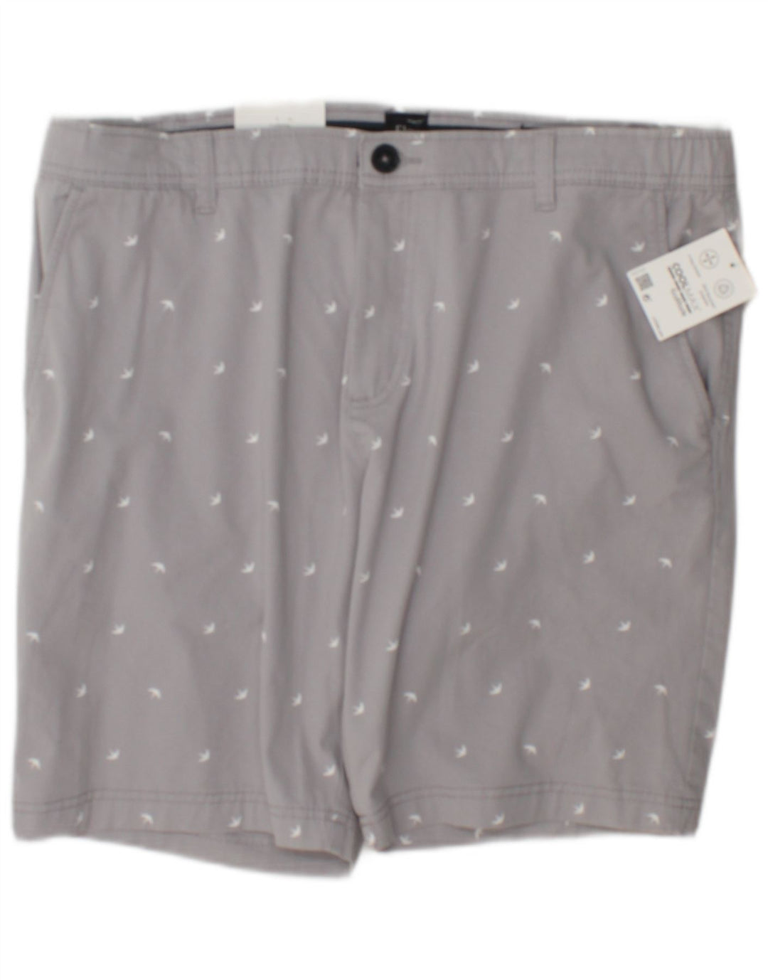 C&A Mens Abstract Pattern Slim Chino Shorts W38 XL Algodão Cinza