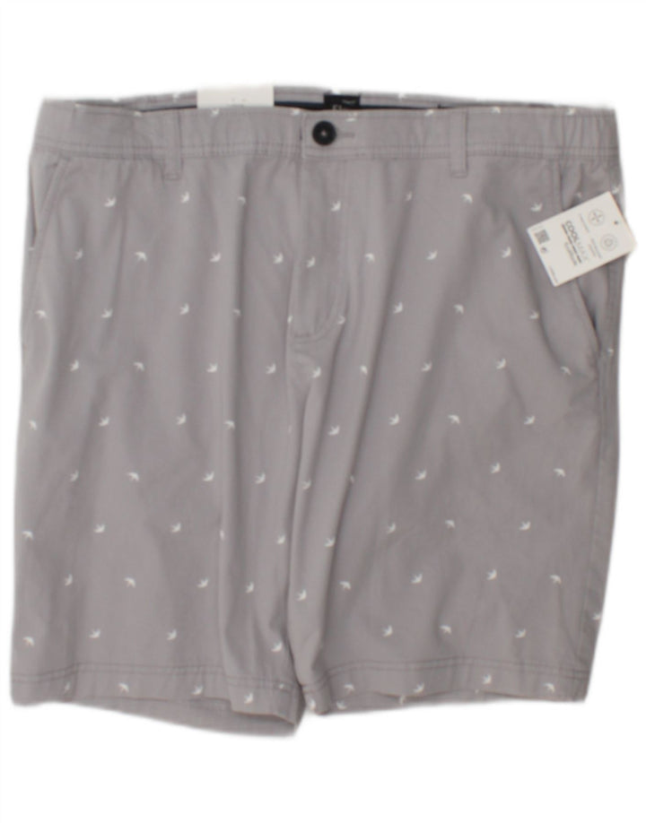 C&A Mens Abstract Pattern Slim Chino Shorts W38 XL Algodão Cinza