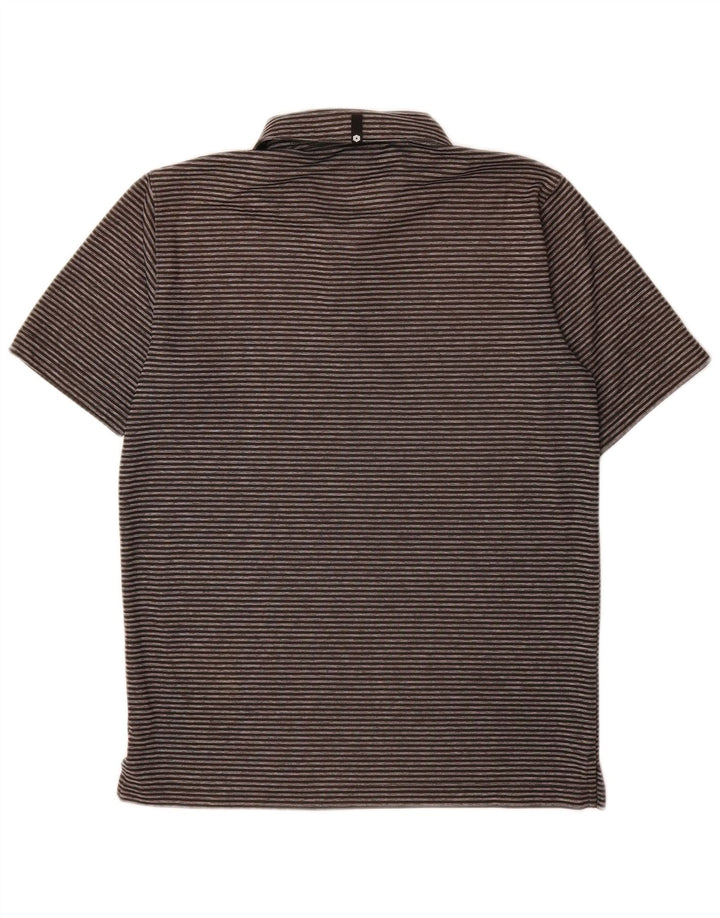 Camisa polo masculina Puma pequena listrada cinza poliéster