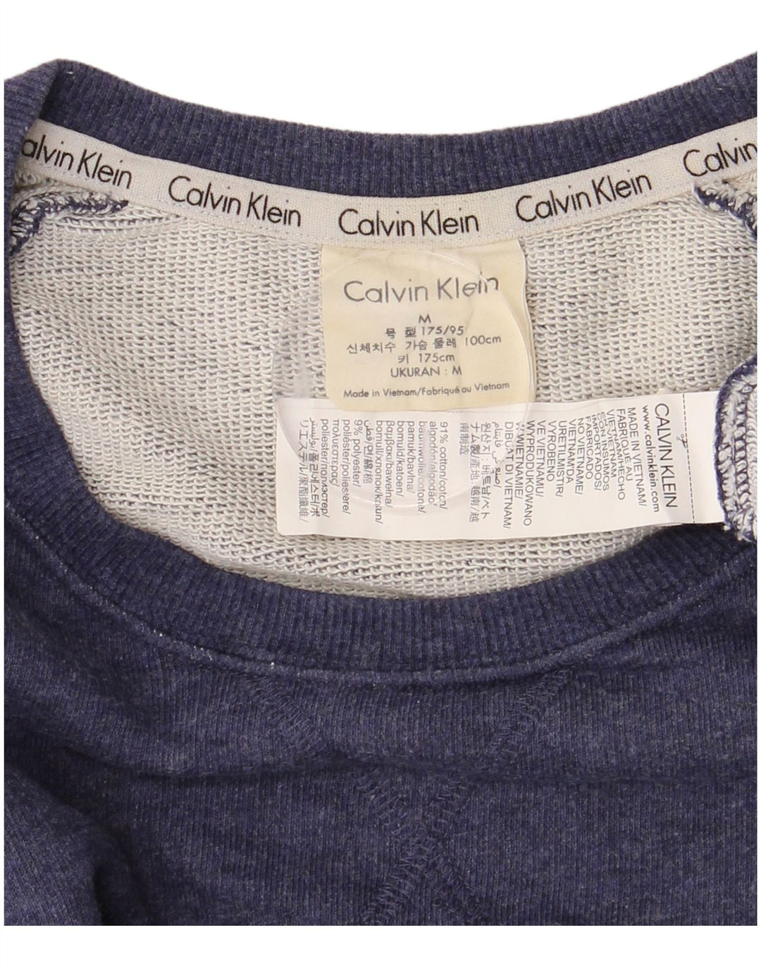 CALVIN KLEIN moletom gráfico masculino jumper médio azul marinho colorblock