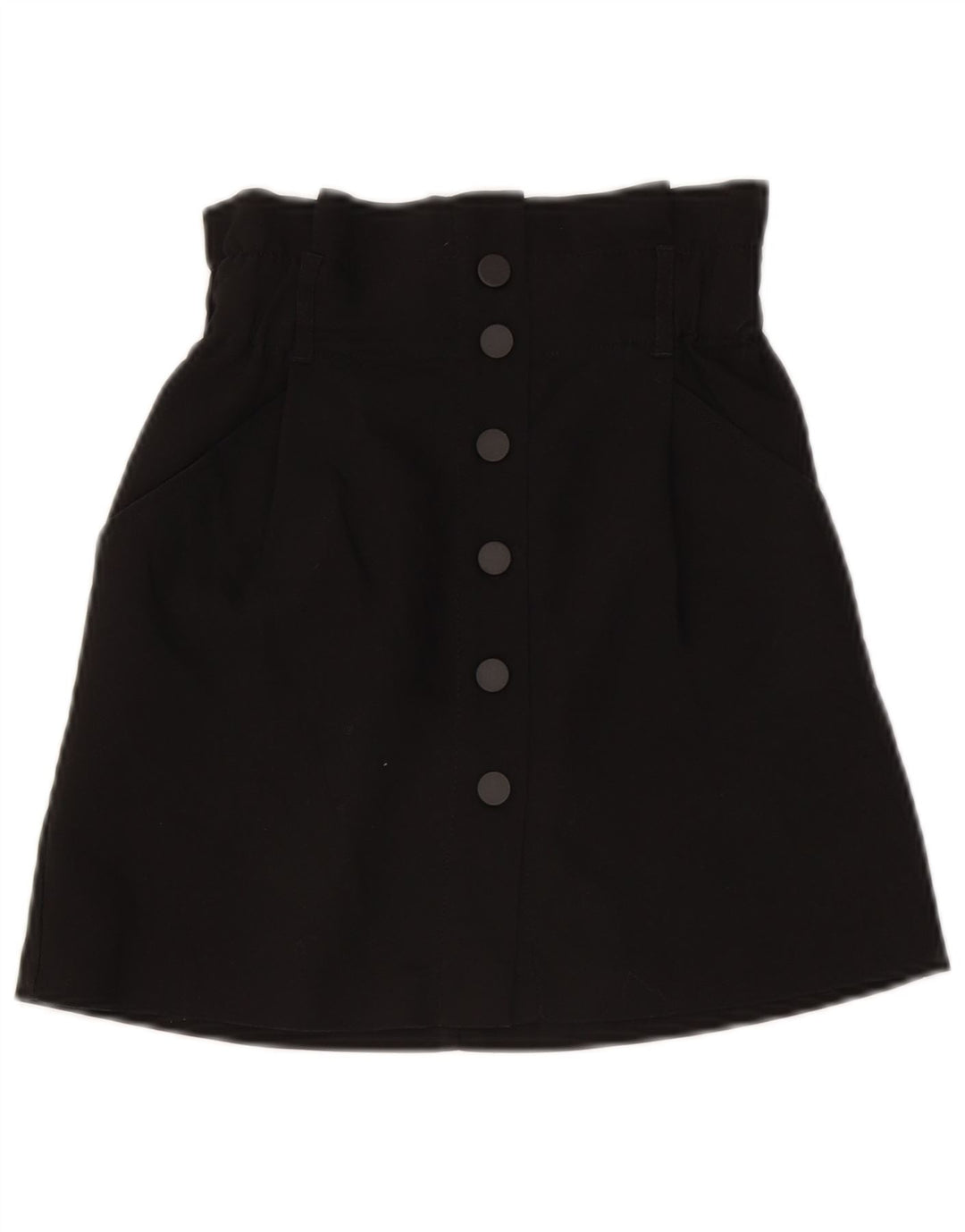 Zara Mini saia feminina de cintura alta XS W24 poliéster preto