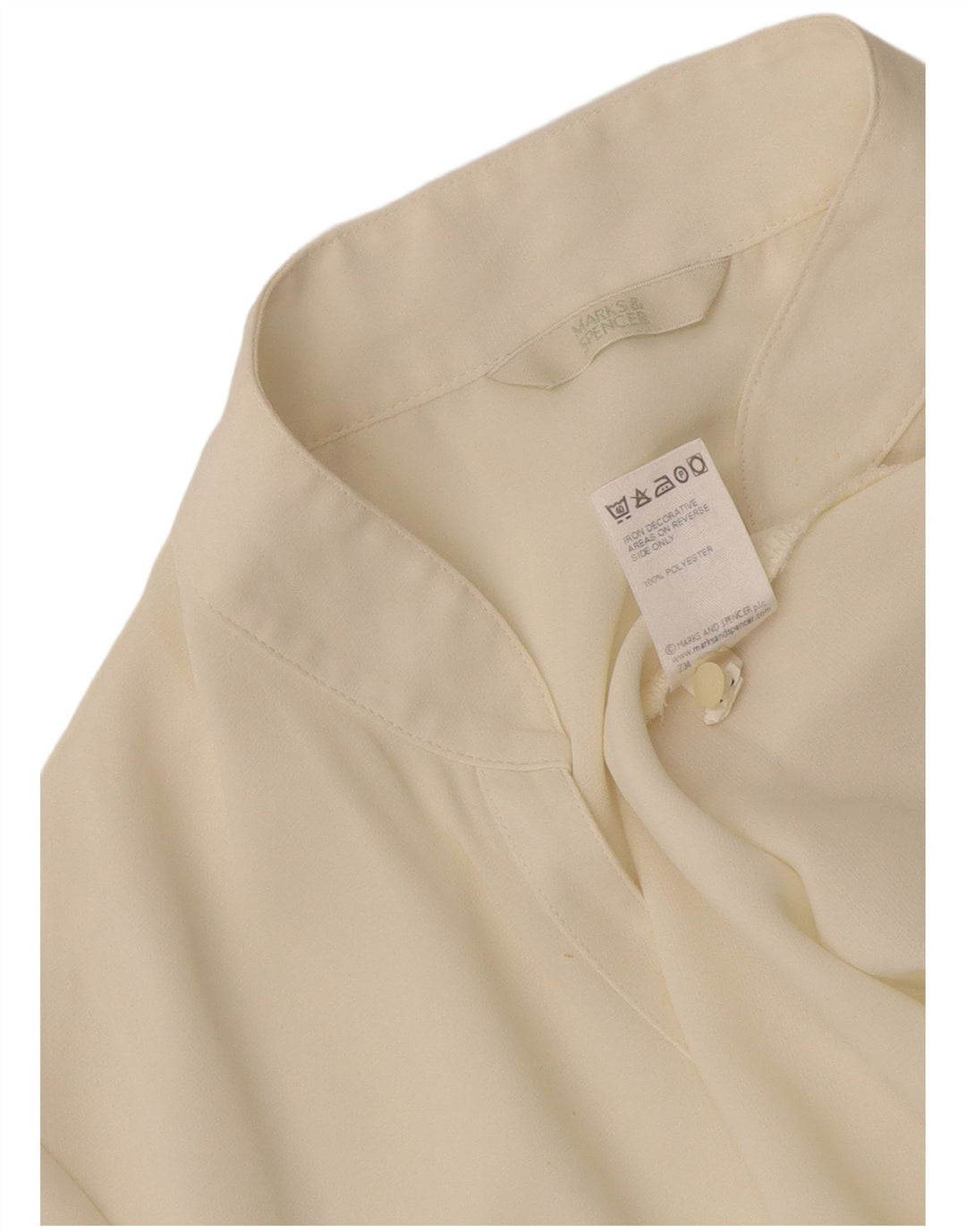 Blusa feminina Marks & Spencer UK 16 grande poliéster floral branco