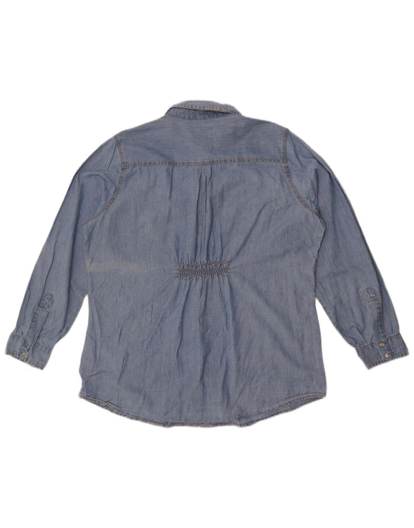 Camisa jeans feminina Izod Reino Unido 16 grande algodão azul