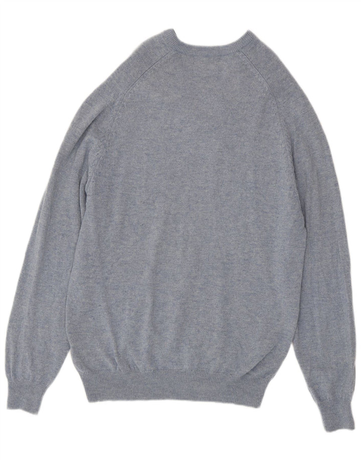Suéter masculino Marks & Spencer Blue Harbor com decote em V azul médio