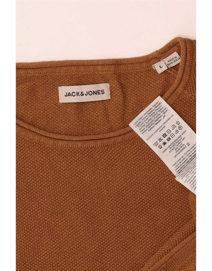 Suéter masculino Jack & Jones com gola redonda, grande algodão marrom