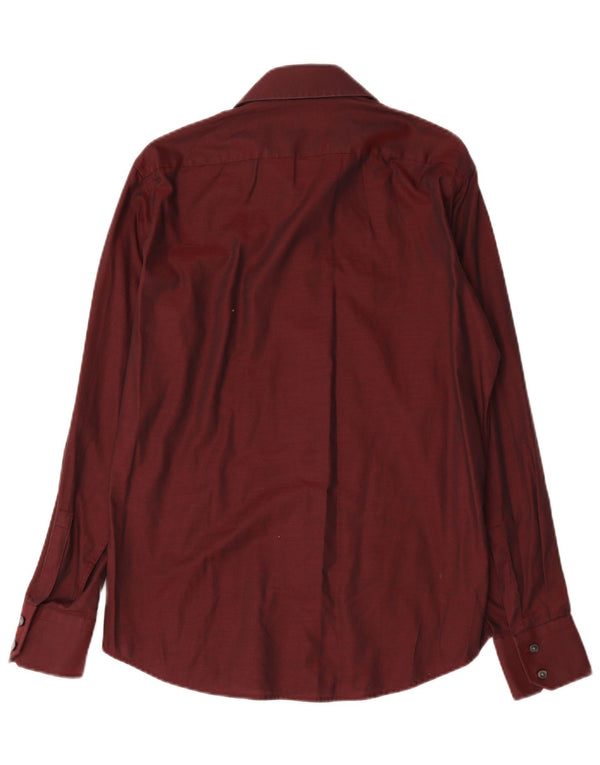 Camisa masculina Hugo Boss tamanho 39 15 1/2 médio algodão borgonha