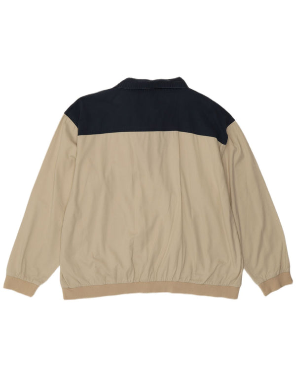 Camisa polo masculina vintage de manga comprida 2XL bege Colourblock