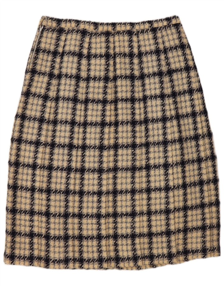 Saia feminina VINTAGE linha A W30 xadrez bege médio