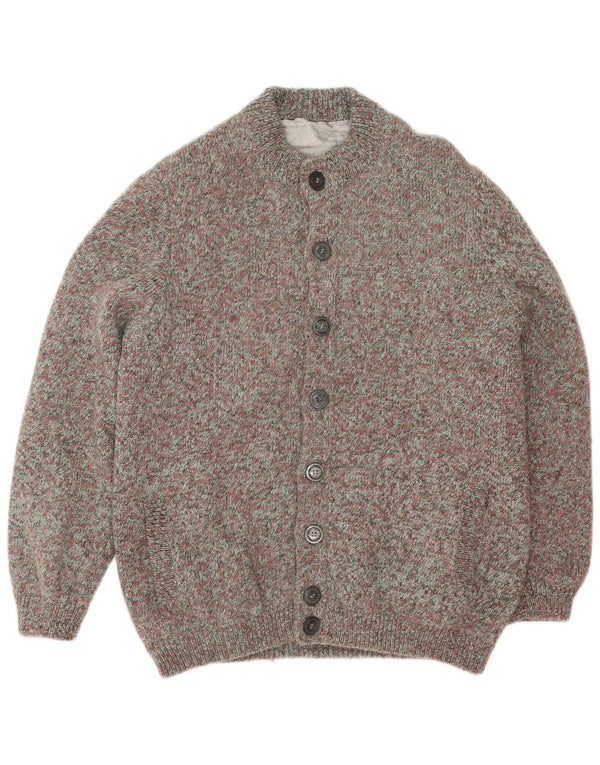 Suéter cardigã masculino vintage grande manchado multicolorido