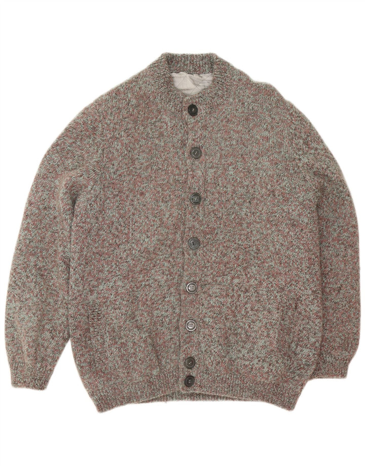 Suéter cardigã masculino vintage grande manchado multicolorido