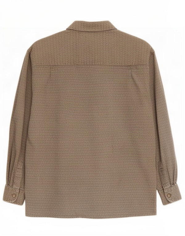 Camisa masculina vintage tamanho 43/44 XL marrom geométrica