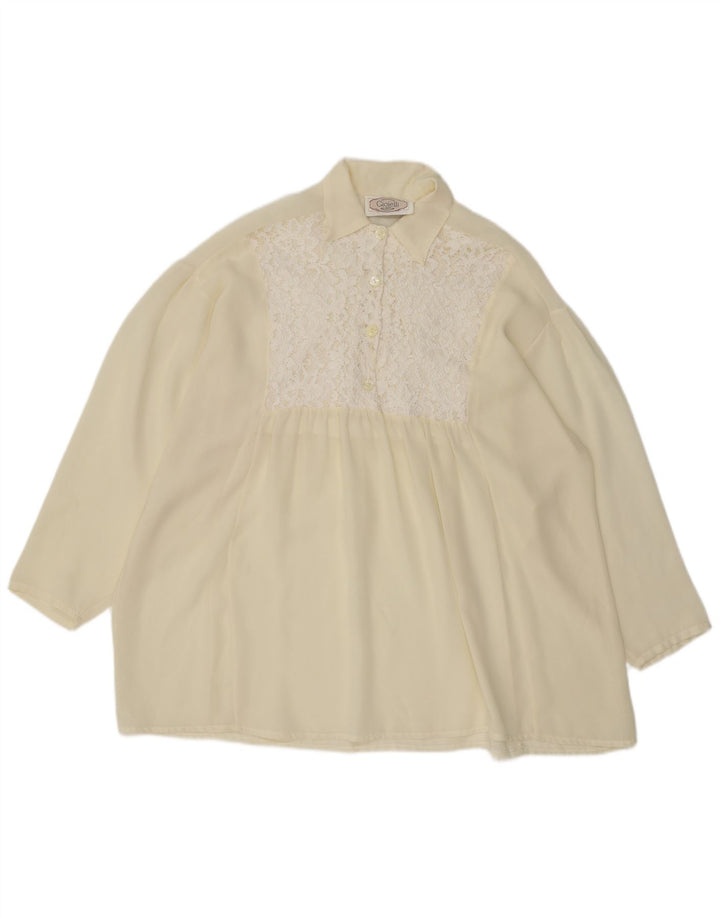 Pulôver feminino vintage blusa oversized UK 18 XL off white poliéster