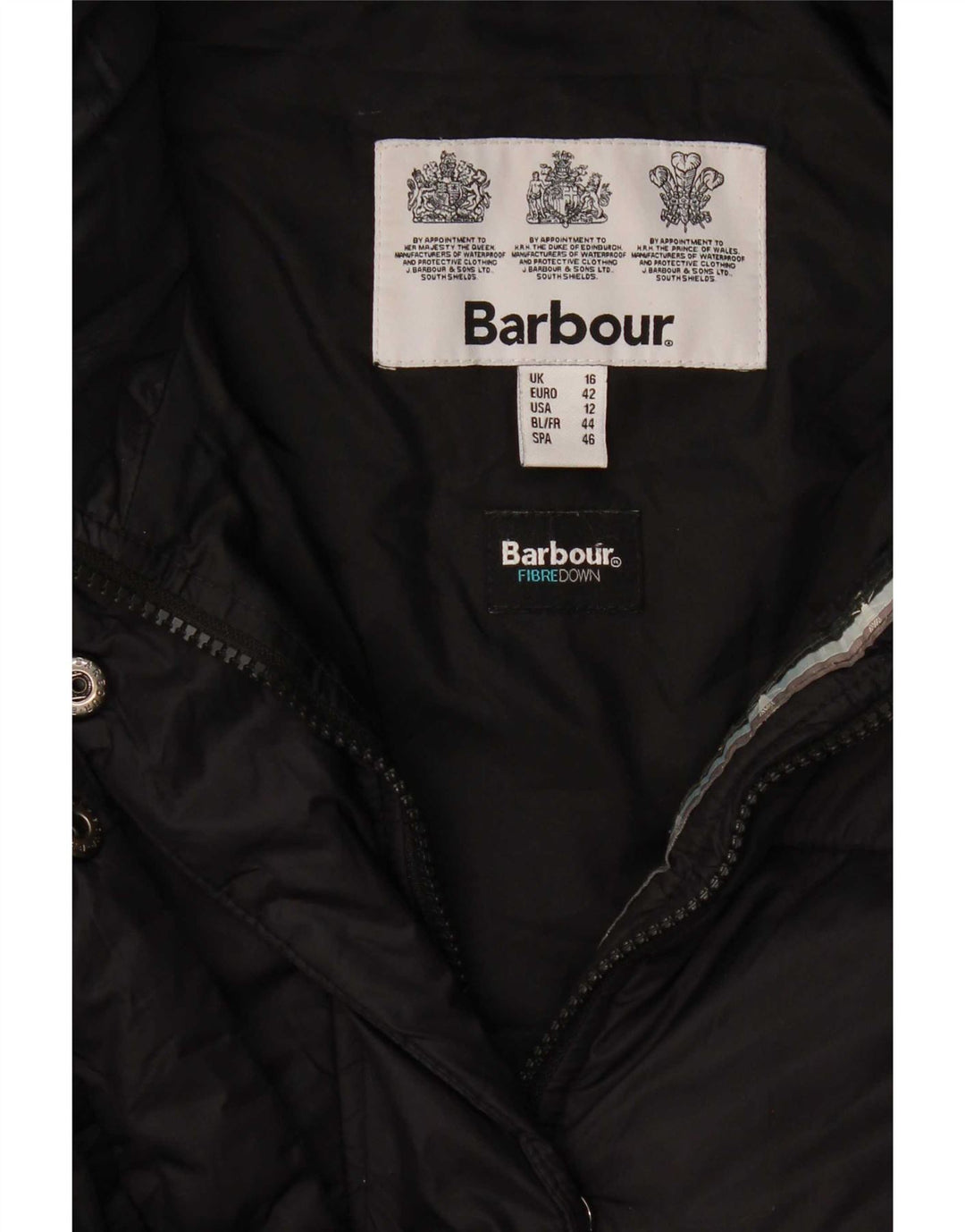 Casaco acolchoado feminino Barbour UK 16 grande preto