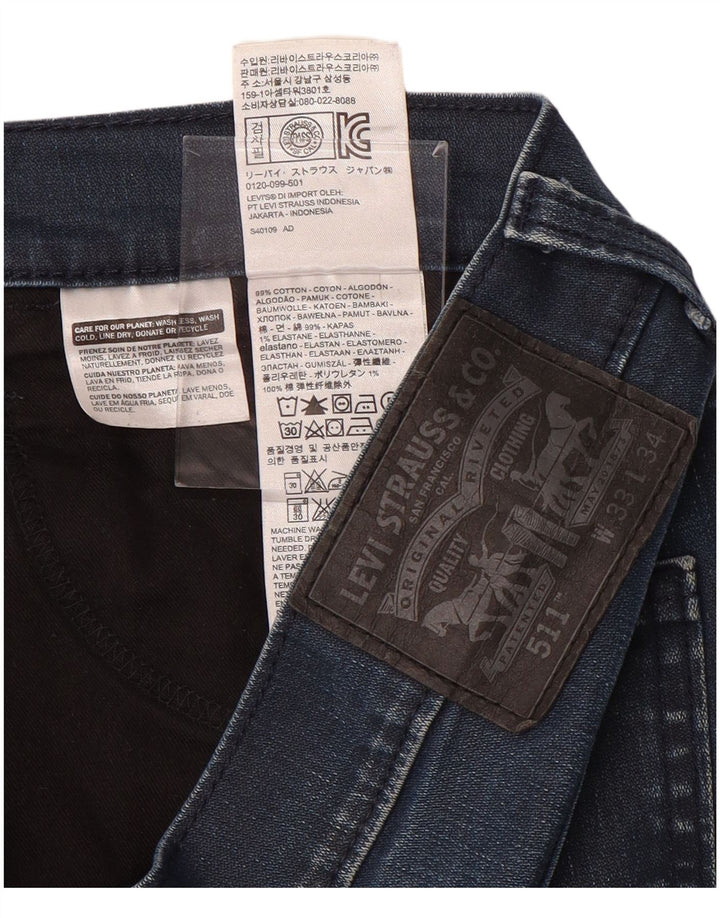 LEVI'S Masculino 511 Cropped Slim Jeans W33 L23 Azul Marinho Algodão
