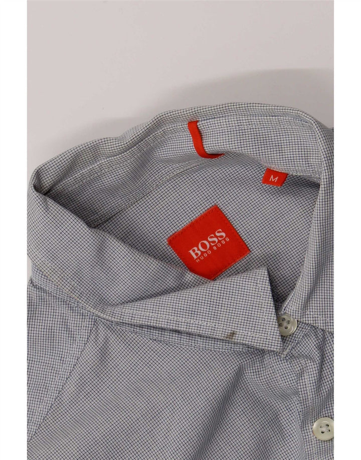 Camisa masculina Hugo Boss média azul guingão