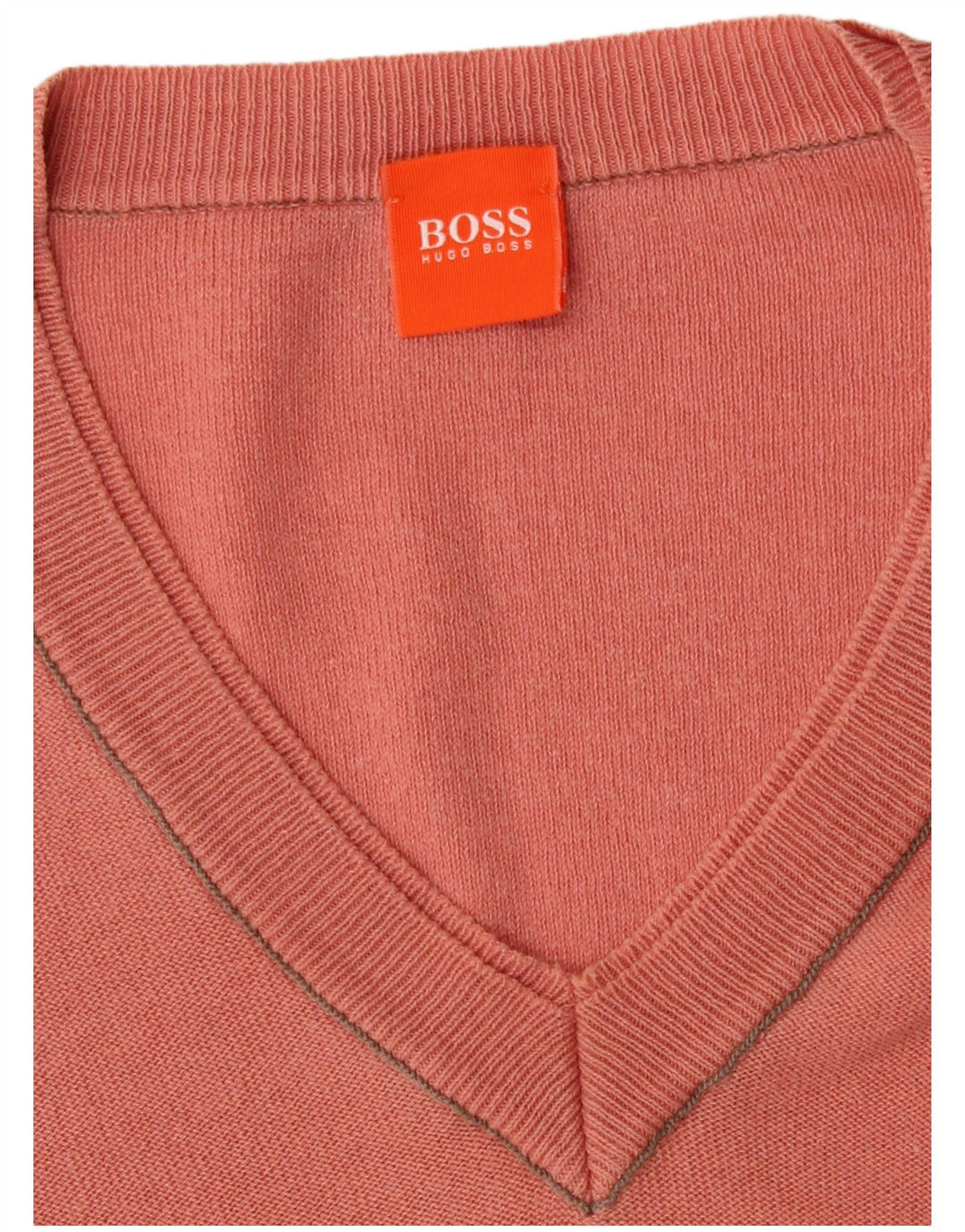 Suéter masculino Hugo Boss com decote em V rosa médio