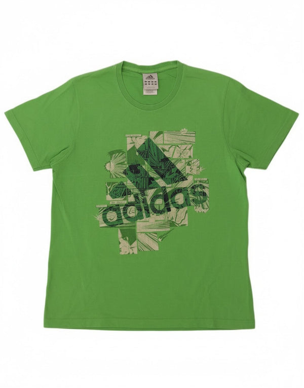 Adidas Mens Graphic T-Shirt Top Grande Algodão Verde