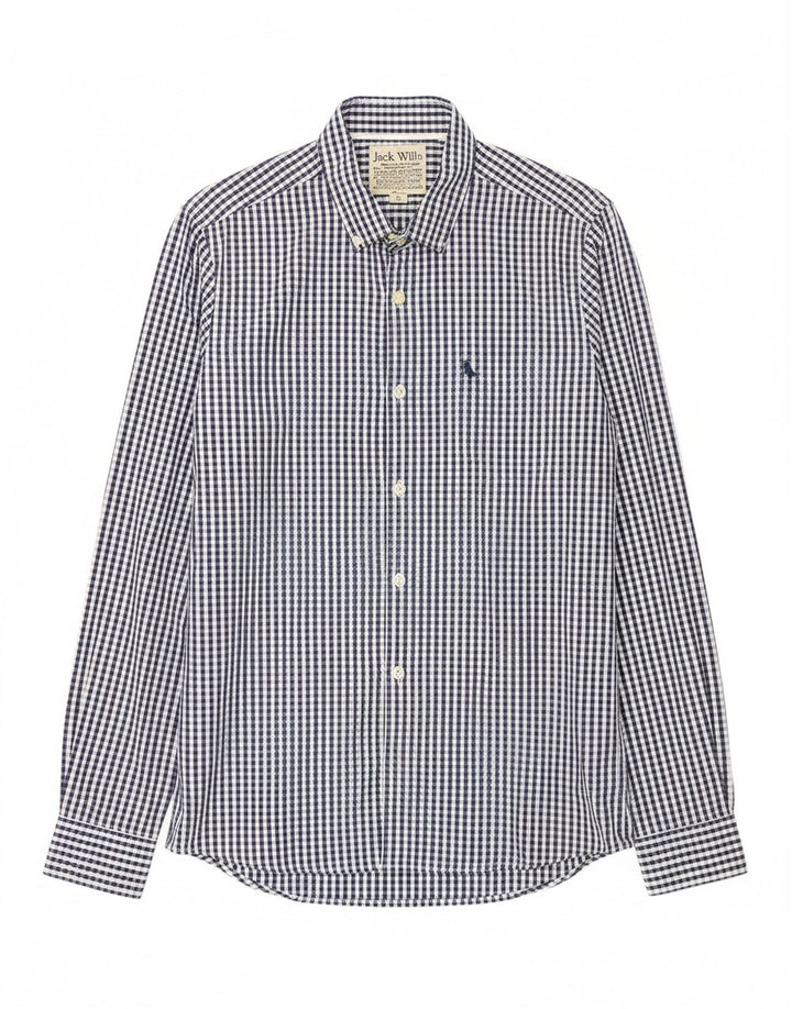 Camisa masculina JACK WILLS de algodão xadrez azul médio