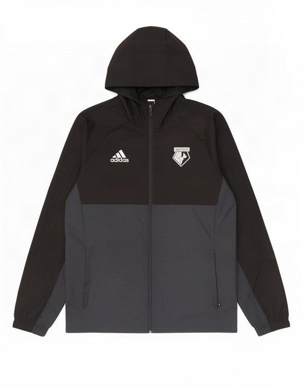 Adidas Mens Hooded Rain Jacket UK 40 Grande Preto Colourblock Poliéster