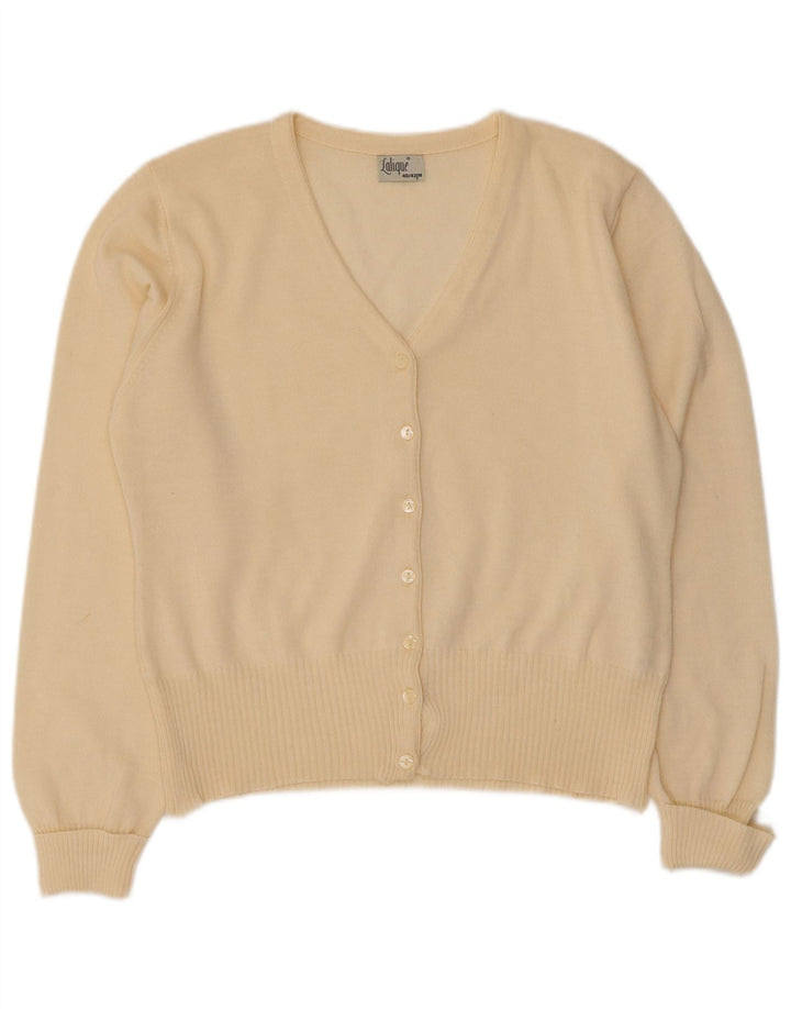 Suéter cardigã feminino vintage UE 40/42 médio off white lã