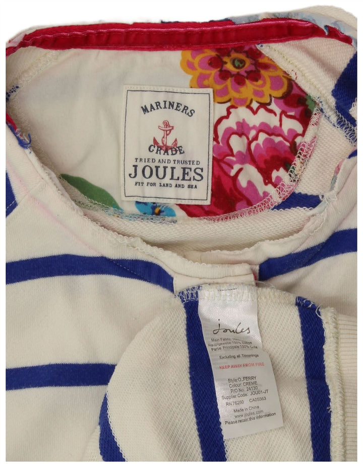 JOULES Womens Button Neck Sweatshirt Jumper UK 14 Large White Striped