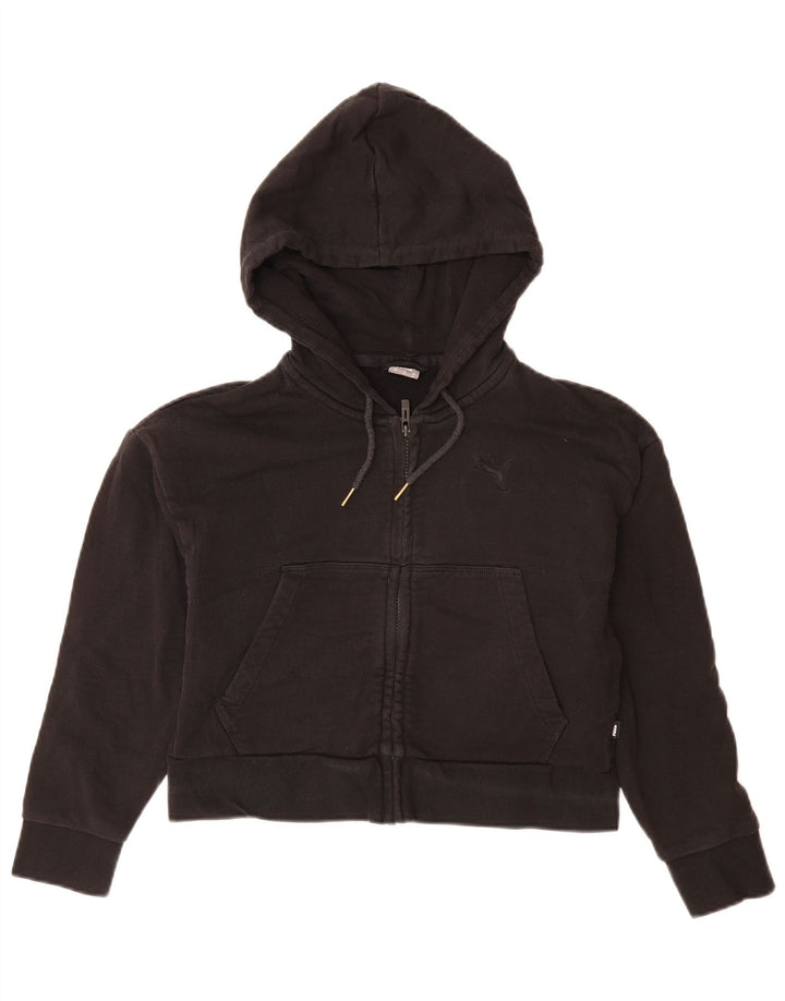 Suéter PUMA feminino com capuz e zíper UK 6 XS algodão preto