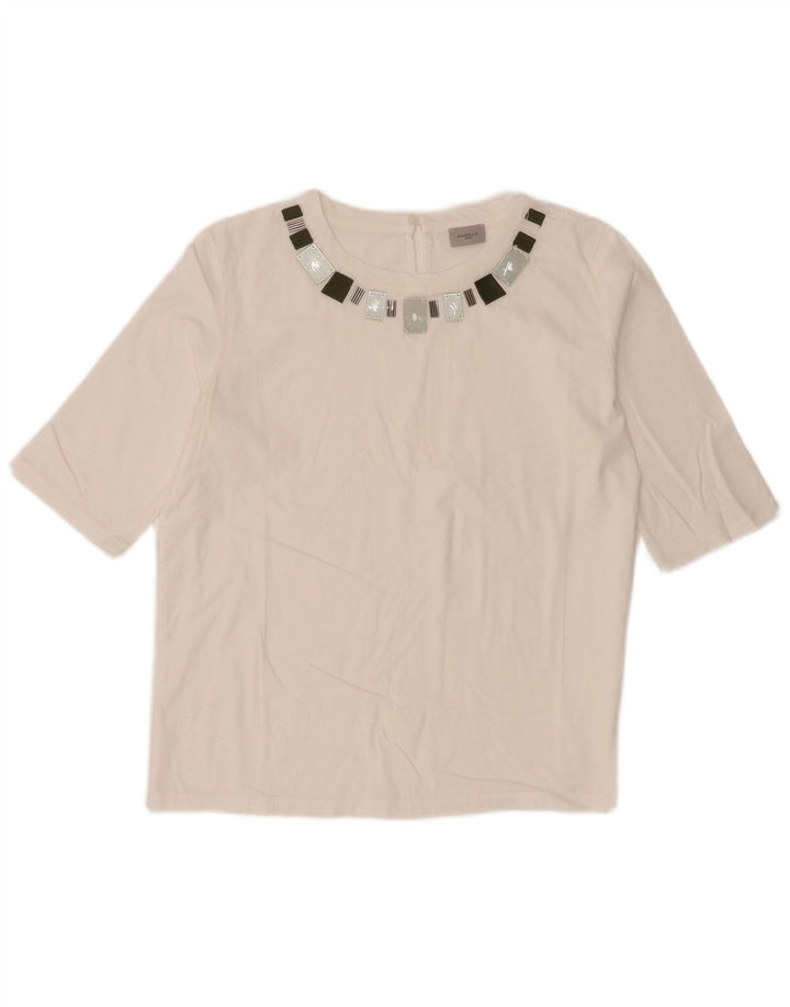 Top feminino Marella manga 3/4 UK 12 médio branco