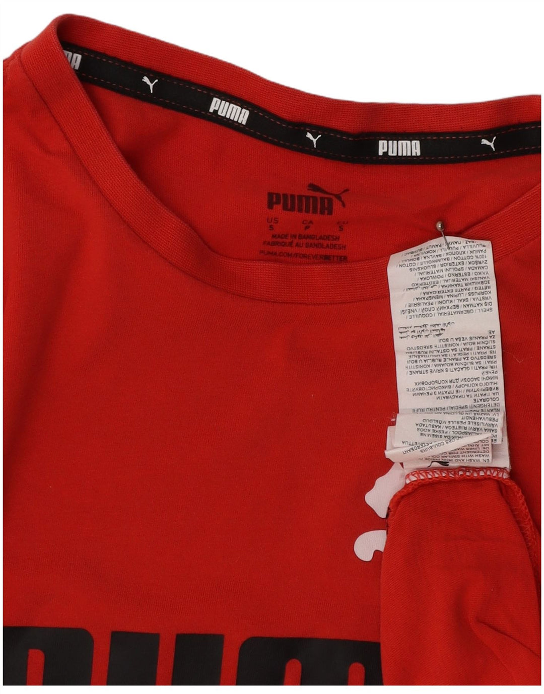 Camiseta masculina PUMA com estampa gráfica pequena de algodão vermelho