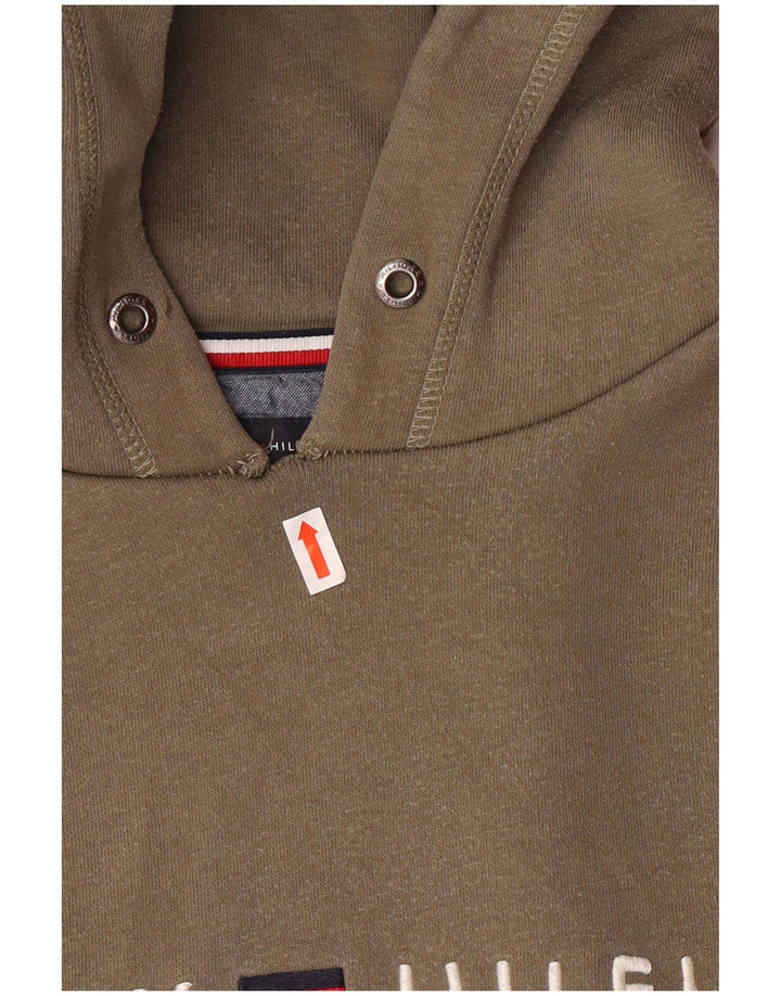 Suéter com capuz gráfico masculino Tommy Hilfiger, algodão cáqui médio