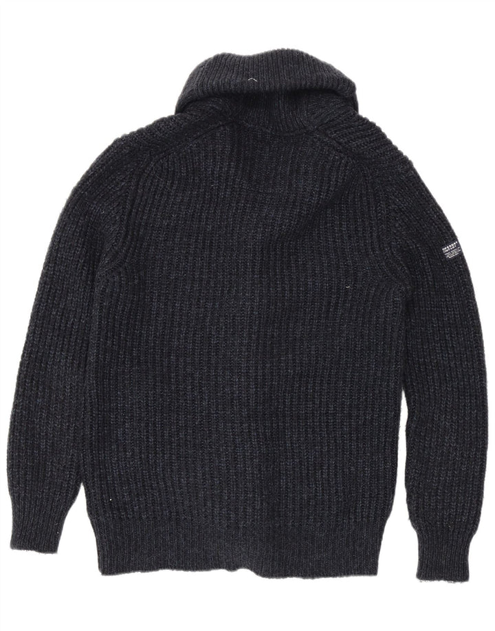 Suéter cardigã masculino Superdry pequeno acrílico azul marinho