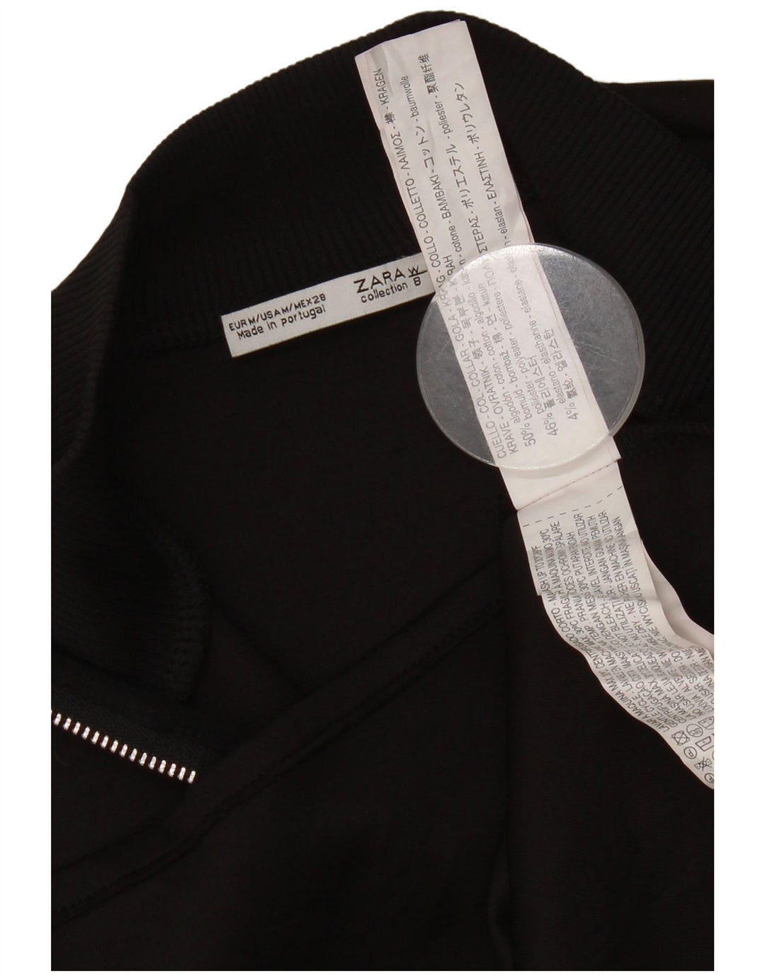 Zara Womens Crop Top UK 12 Médio Algodão Preto