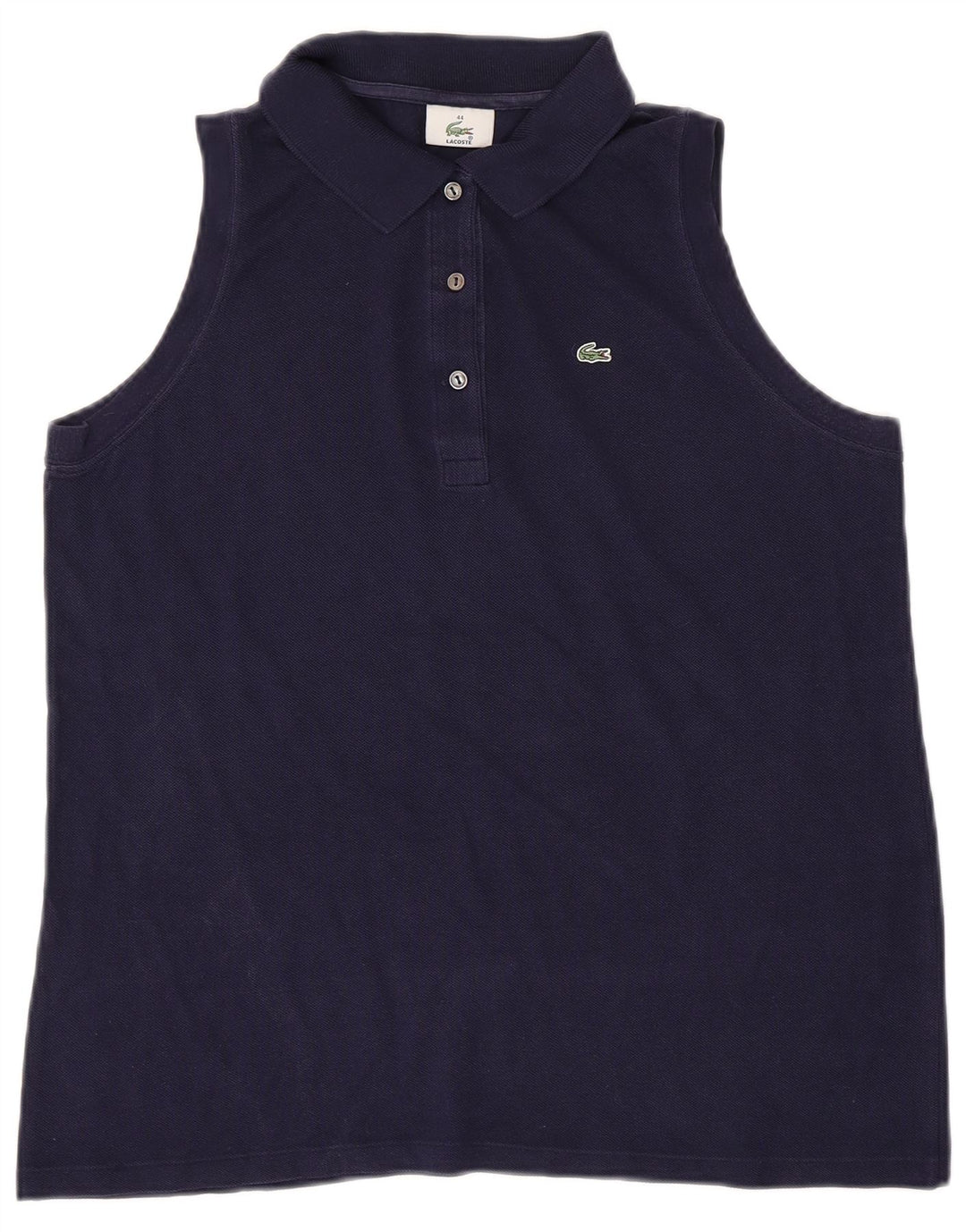 Camisa polo feminina sem mangas LACOSTE tamanho 44 grande algodão azul marinho
