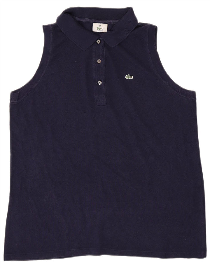 Camisa polo feminina sem mangas LACOSTE tamanho 44 grande algodão azul marinho