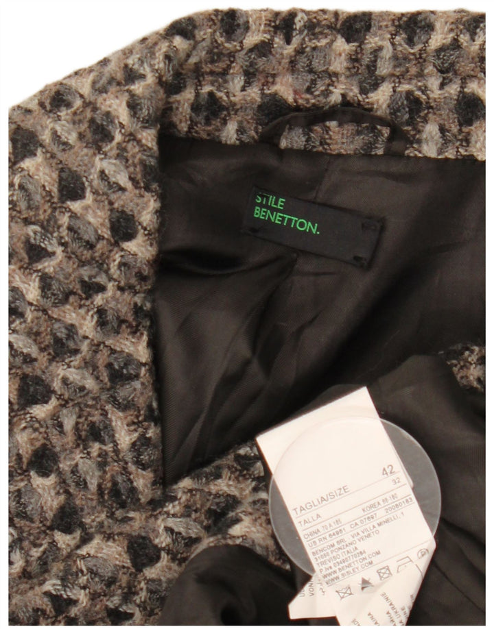 Sobretudo feminino Benetton IT 42 lã geométrica cinza médio