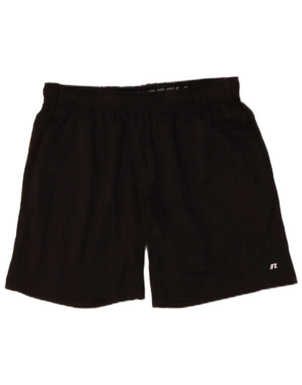 Shorts esportivos masculinos RUSSELL ATLÉTICOS grandes de poliéster preto