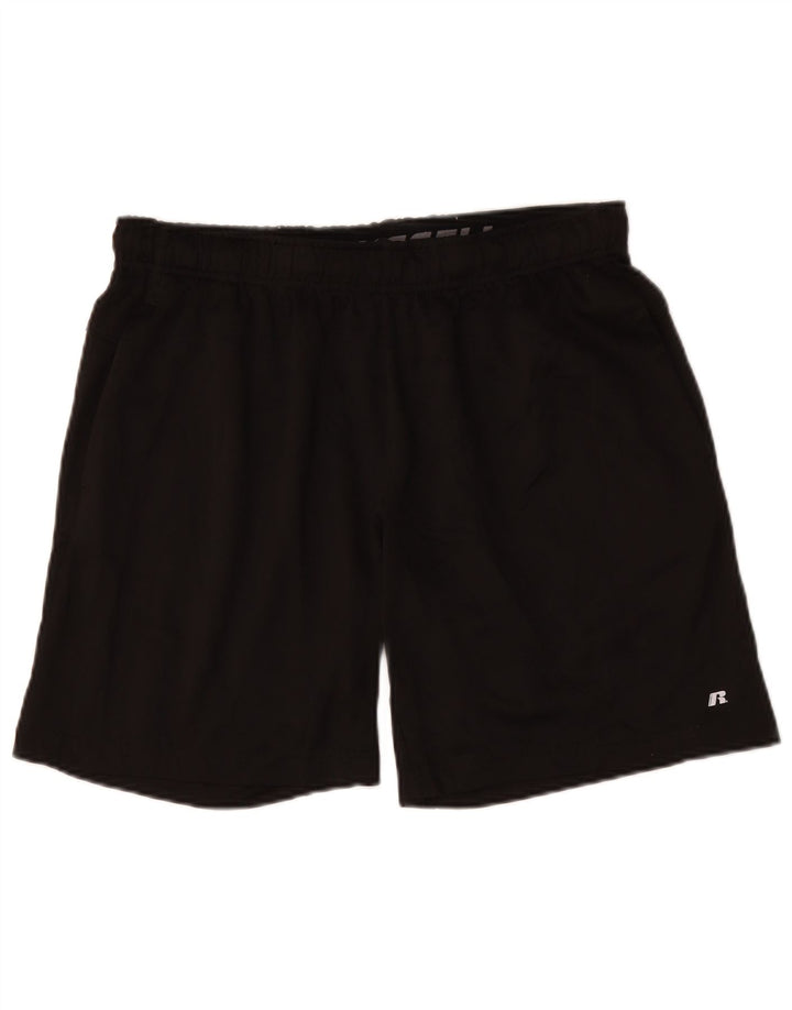 Shorts esportivos masculinos RUSSELL ATLÉTICOS grandes de poliéster preto