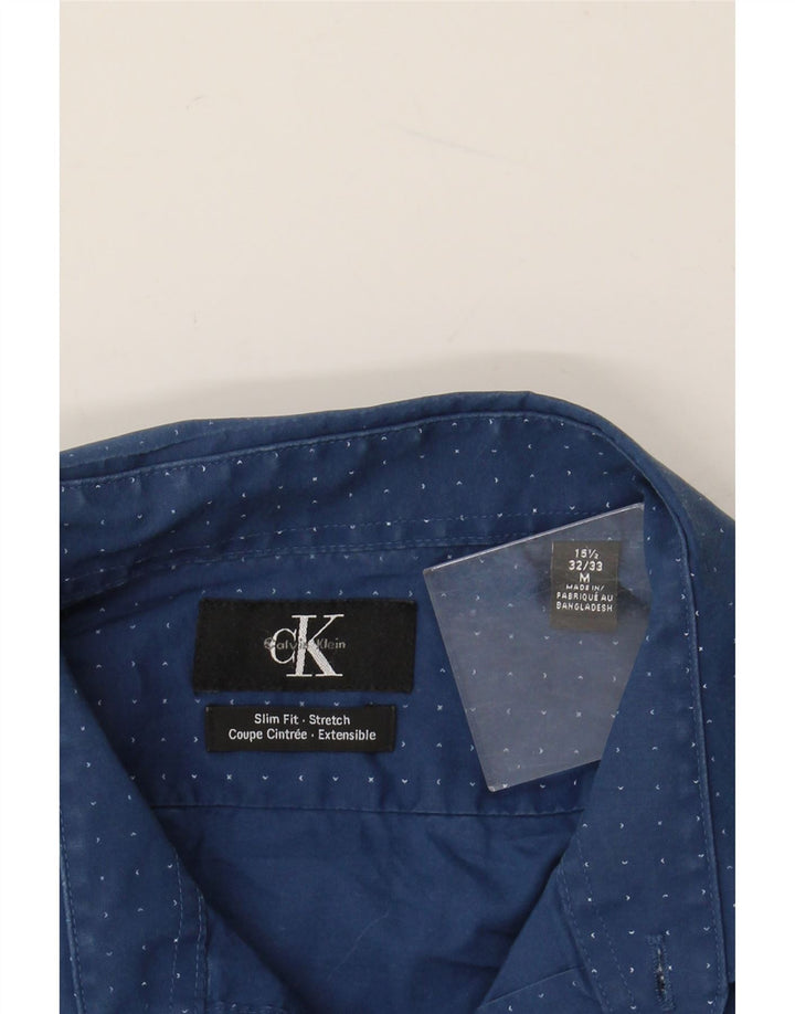 Camisa masculina CALVIN KLEIN JEANS tamanho 33/32 15 1/2 azul médio manchado
