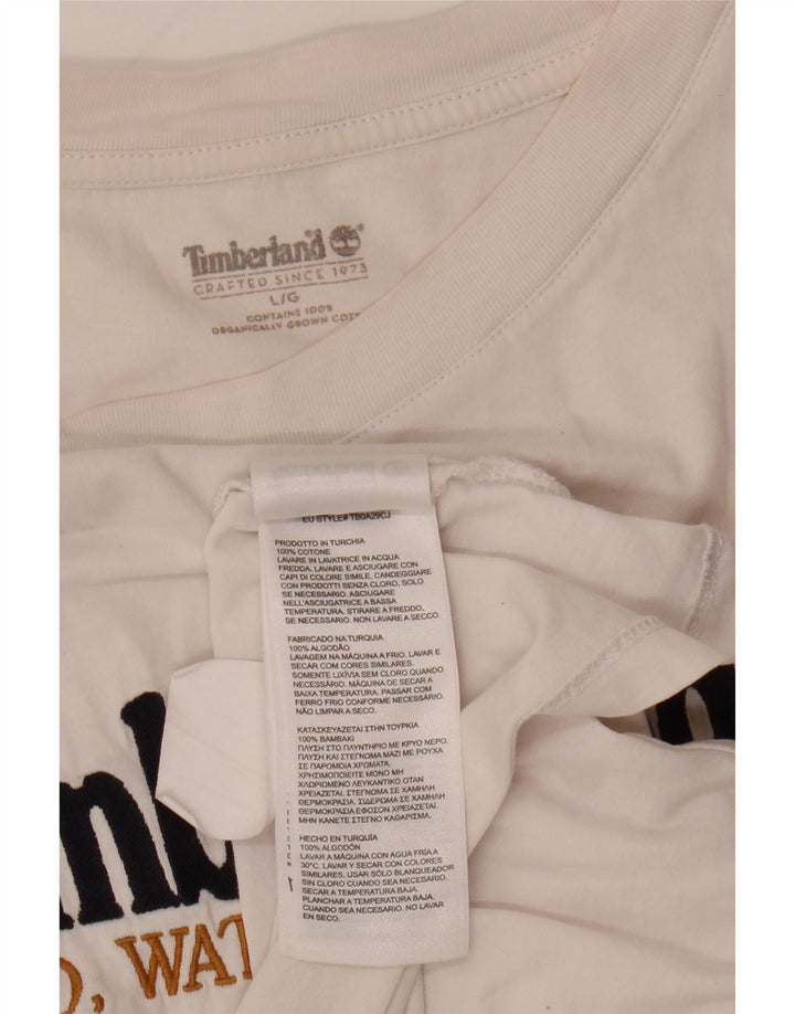 Timberland Camiseta masculina gráfica grande algodão branco