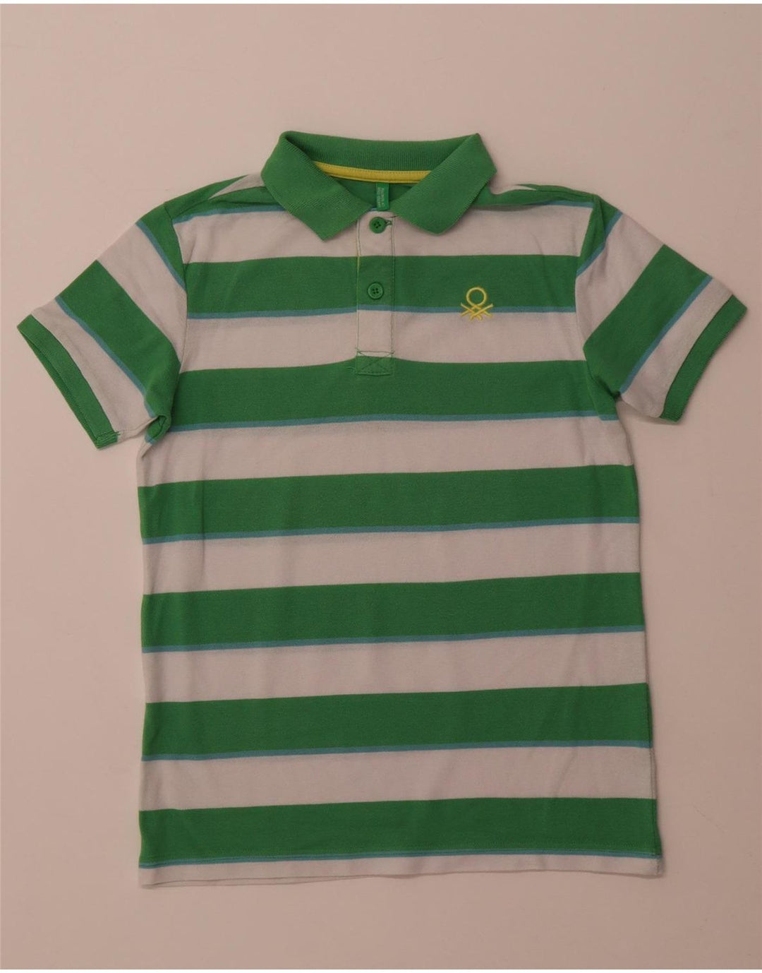 Pólo BENETTON Menino 10-11 Anos XL Verde Listrado Poliéster