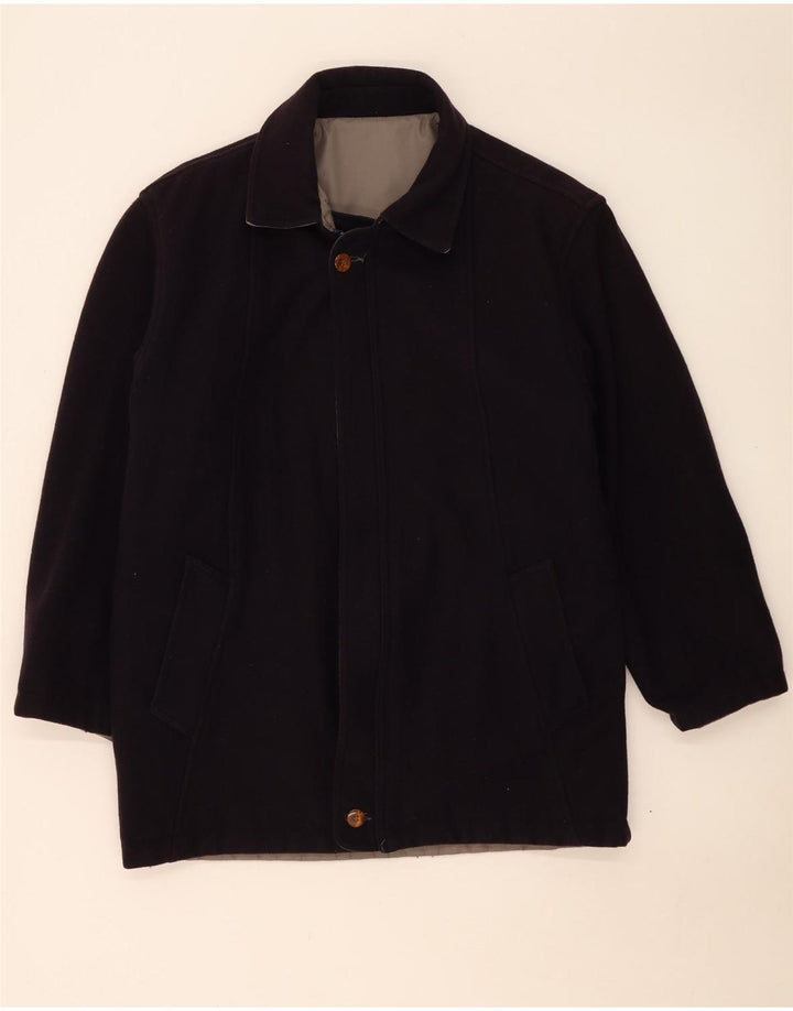 Casaco corta-vento masculino vintage reversível UK 38 cinza médio