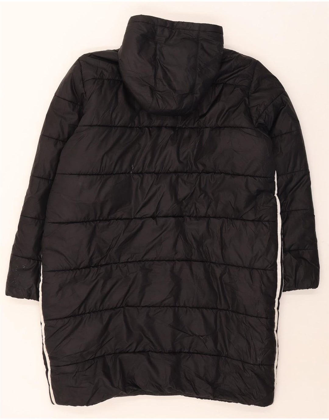 Casaco acolchoado com capuz feminino Adidas Reino Unido 16/18 grande poliéster preto
