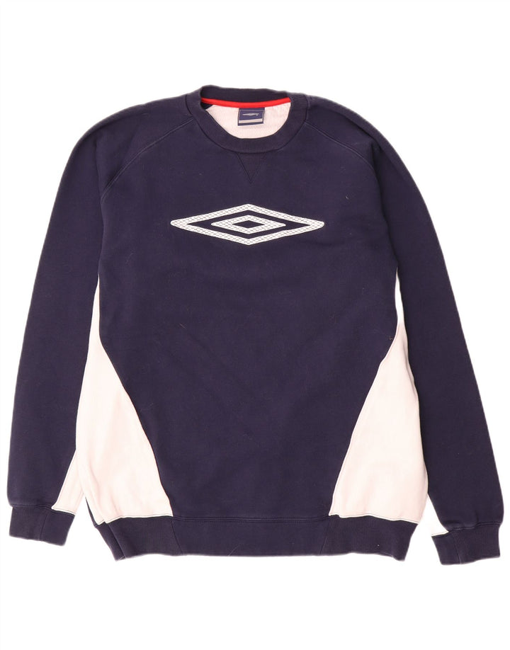 Suéter gráfico masculino Umbro grande bloco colorido azul marinho