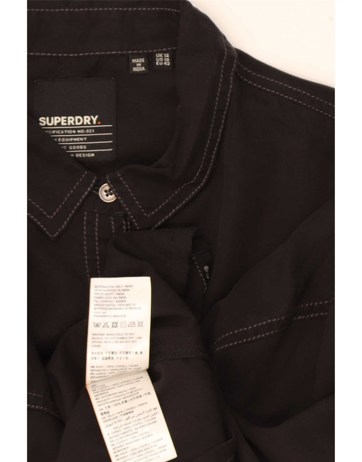 Camisa superdimensionada feminina Superdry UK 14 grande preto Lyocell