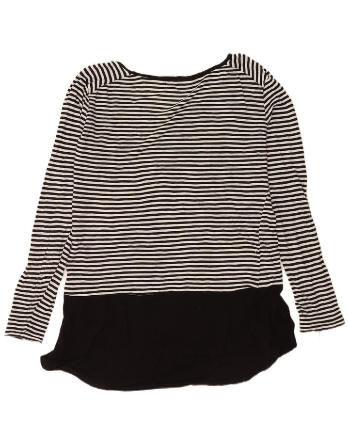 Túnica feminina French Connection UK 16 grande algodão listrado branco