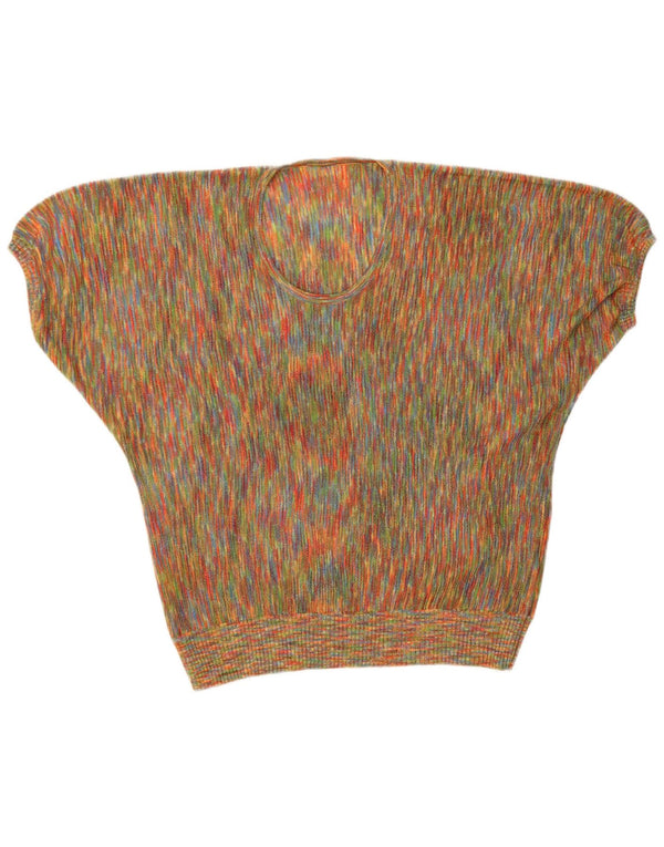 Blusa feminina vintage UK 12 média multicolorida manchada