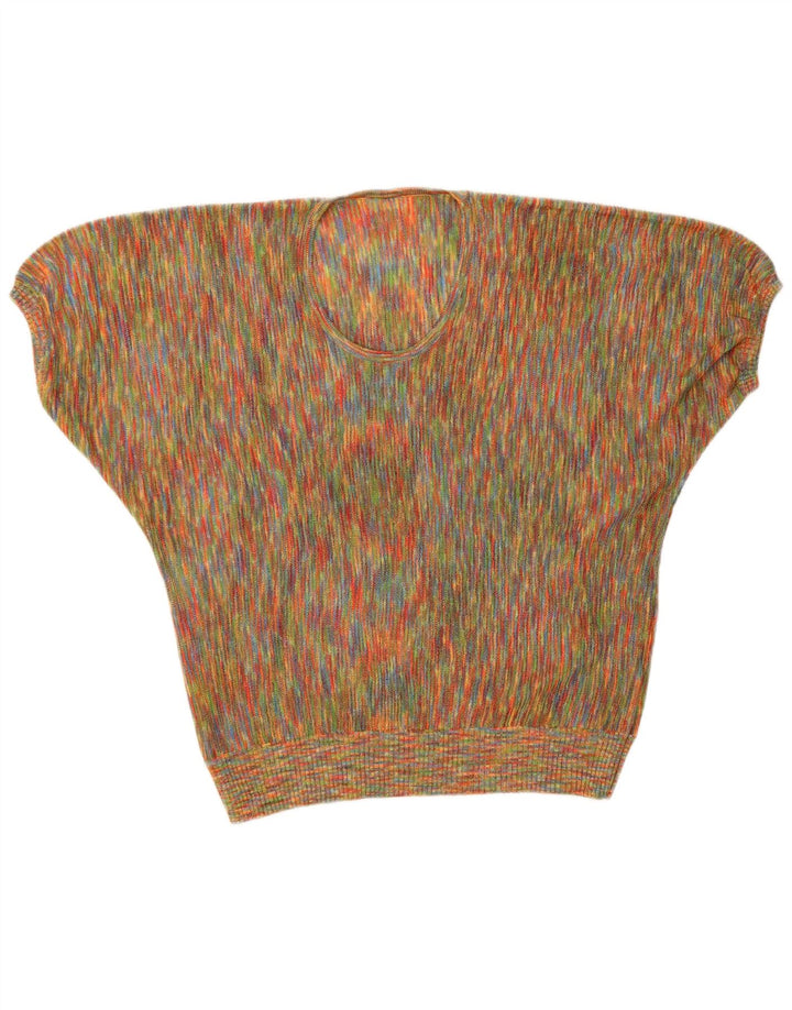 Blusa feminina vintage UK 12 média multicolorida manchada