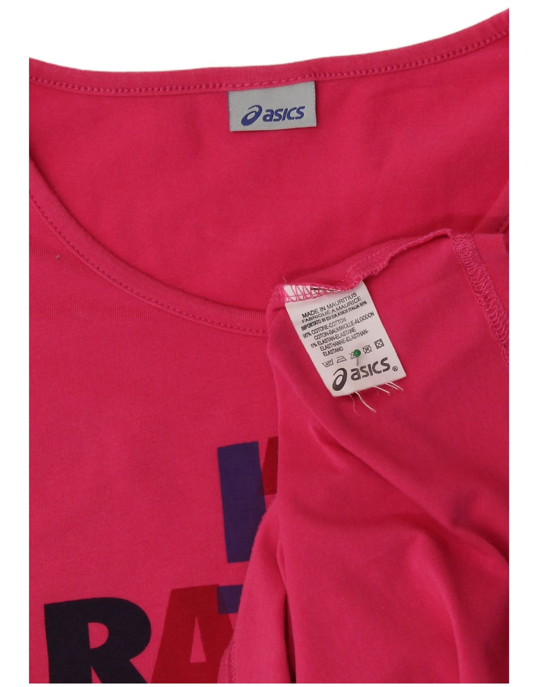 Camiseta feminina gráfica ASICS Top UK 12 algodão rosa médio