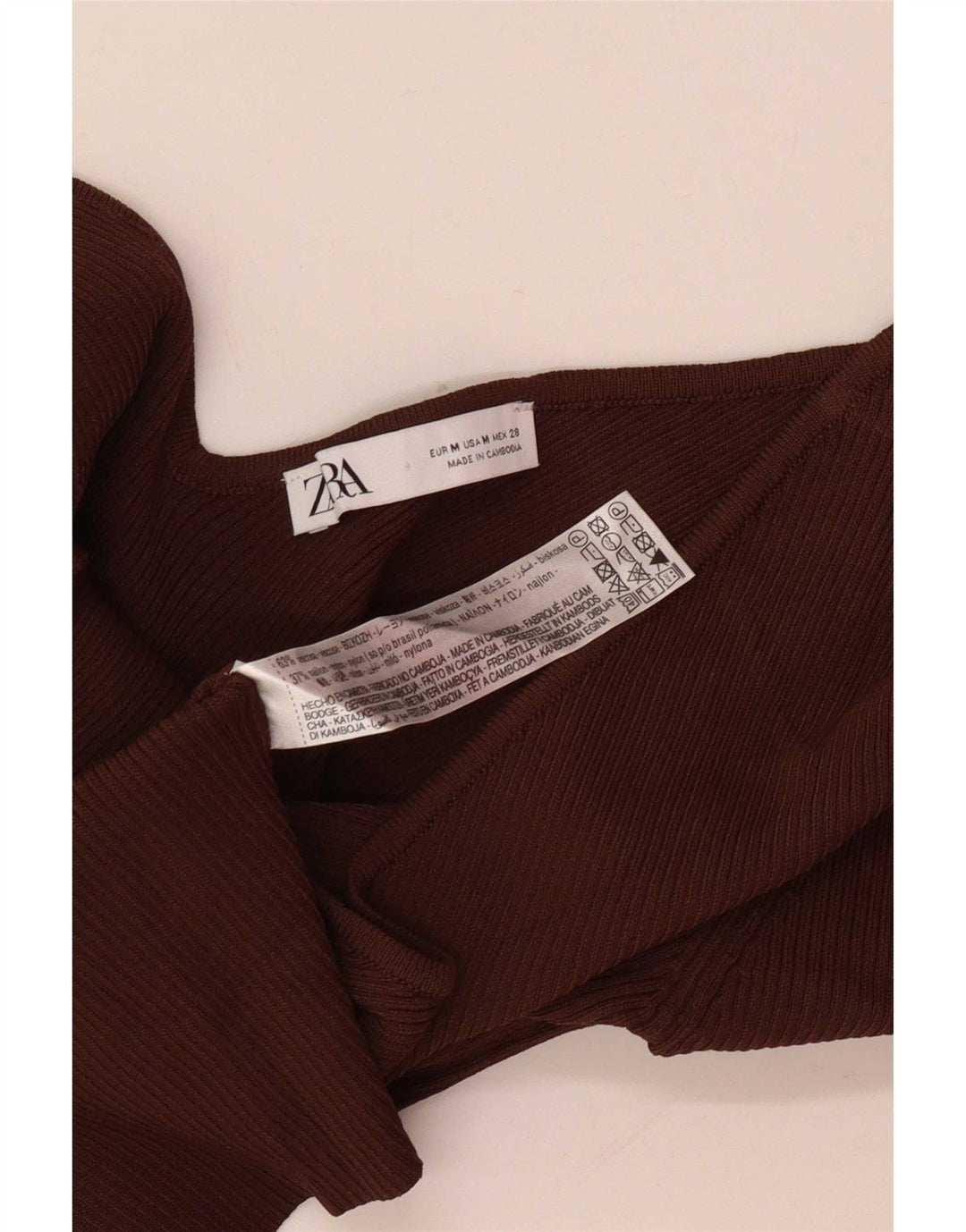 Zara Top feminino de um ombro Reino Unido 12 viscose marrom médio